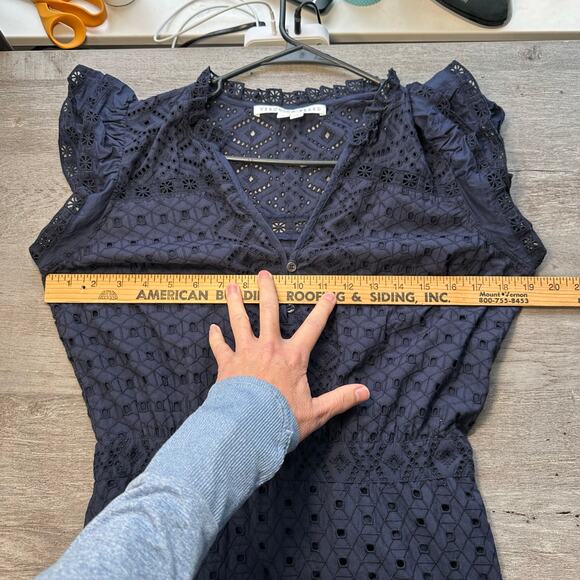 Veronica Beard Satori Eyelet Maxi Dress Navy Blue 6 Boho Coastal - Picture 13 of 13